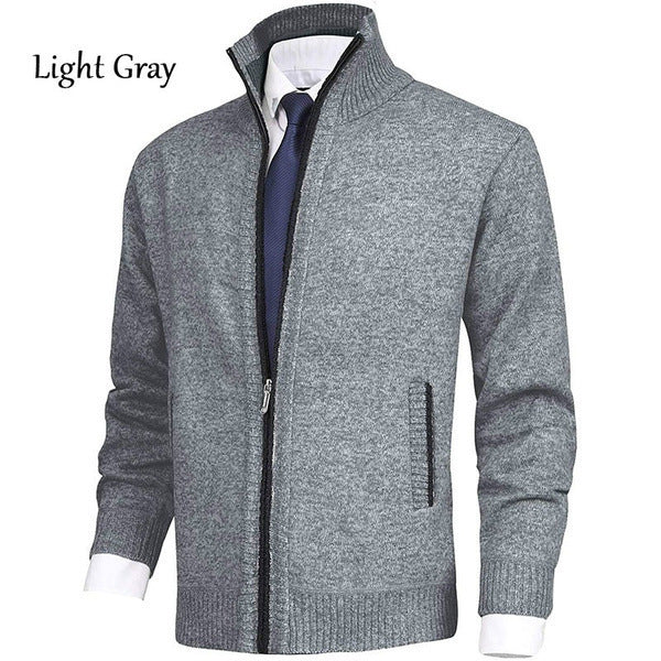 Men's Solid Color Stand Collar Cardigan Sweaters Coat - globaltradeleader