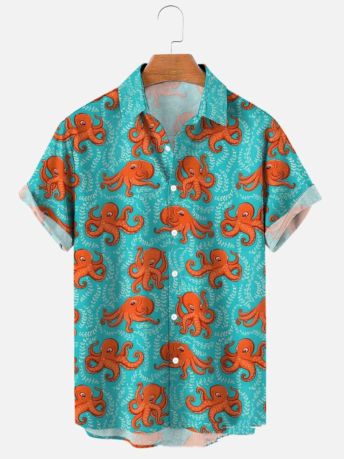 Men's Octopus Sea Pattern Short Sleeve Polo Shirt