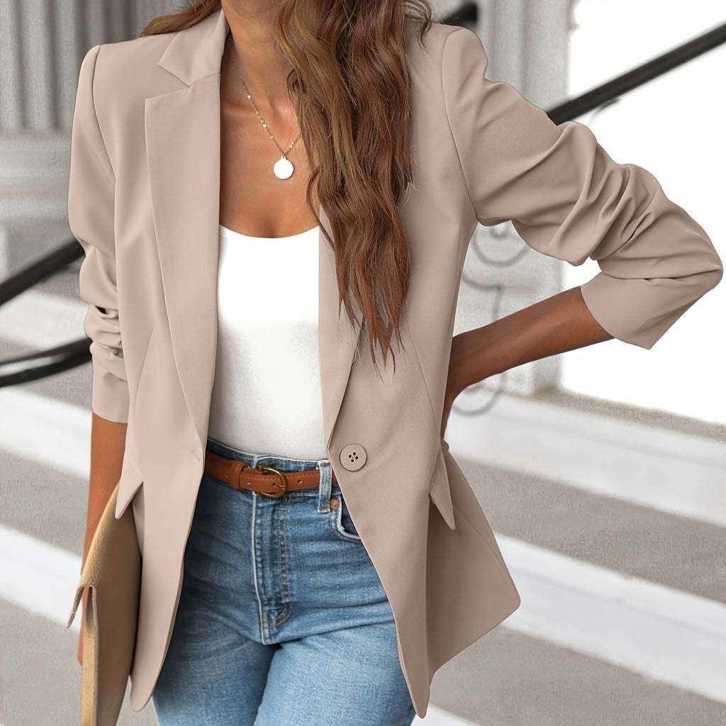 Ins Lapel Button Jacket Fashion Commuter Casual Suit Jacket Women's Long-sleeved Tops Outwear Clothing - globaltradeleader