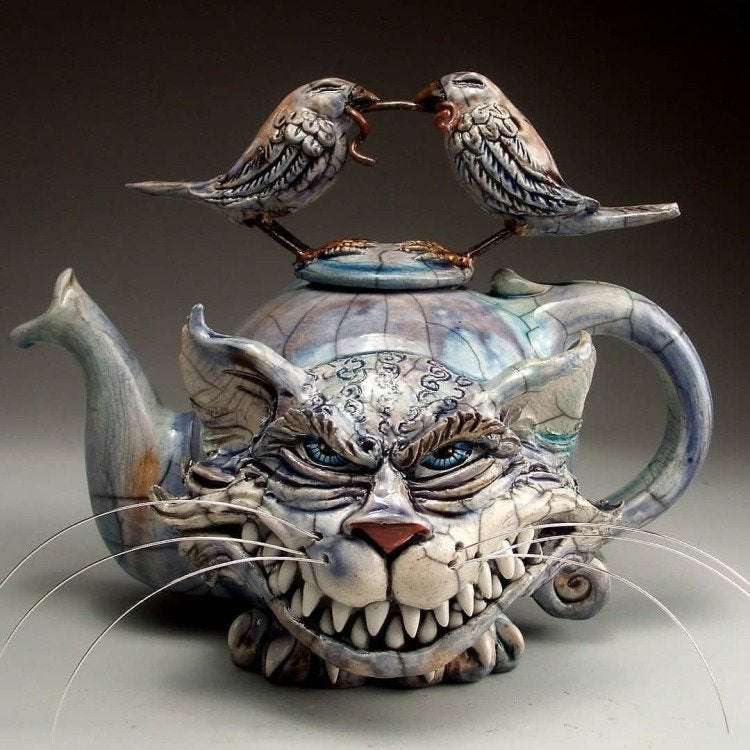 Handmade Art Cat Teapot Devil Cat Resin Craft Ornament