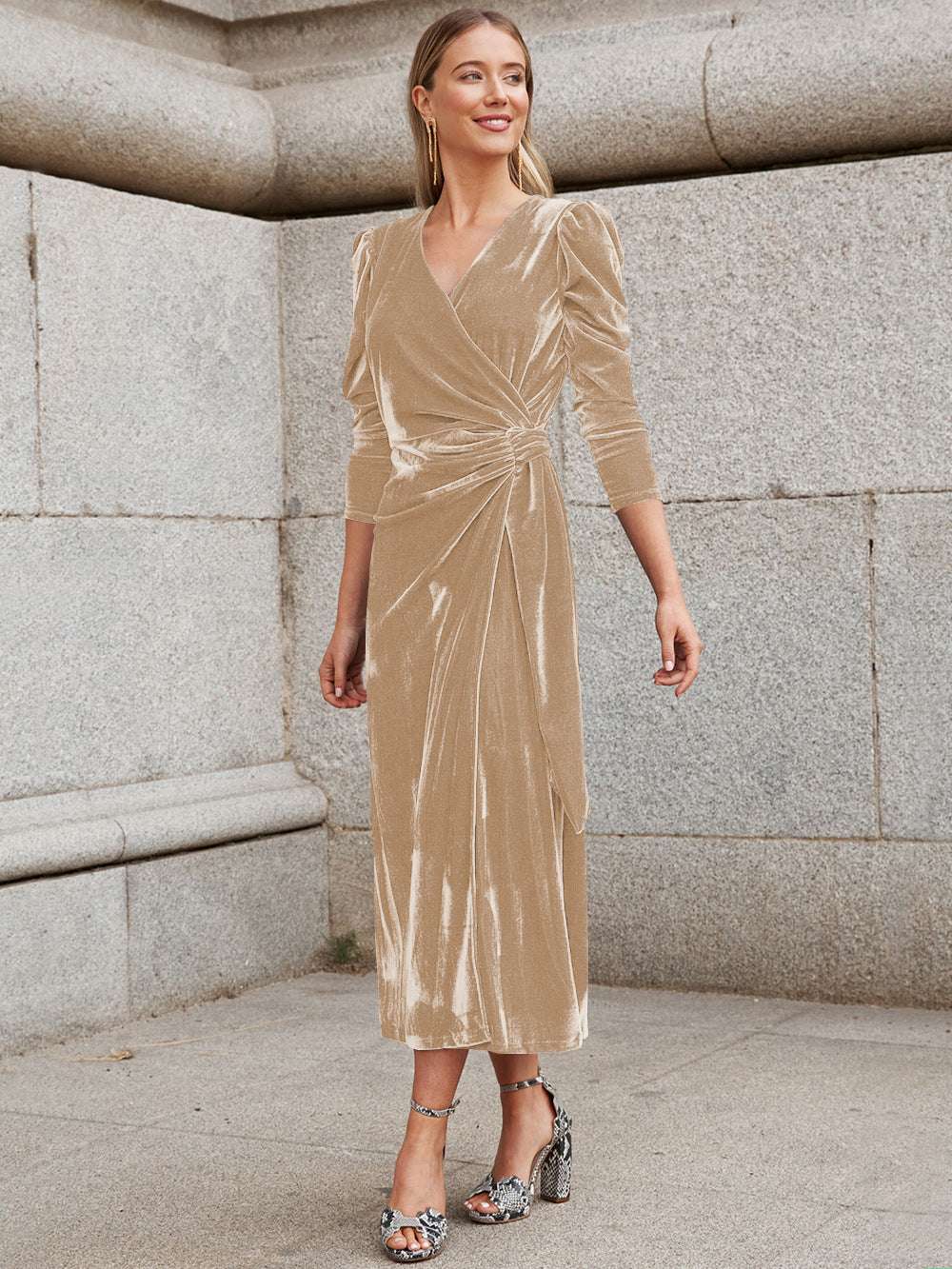 Gold Velvet High Sense Dress Elegant Temperament - globaltradeleader