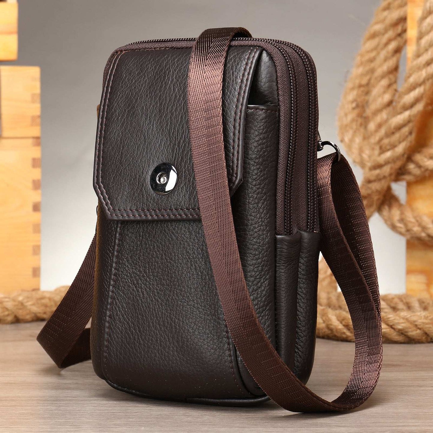 Men's Leather Casual One-shoulder Messenger Bag
