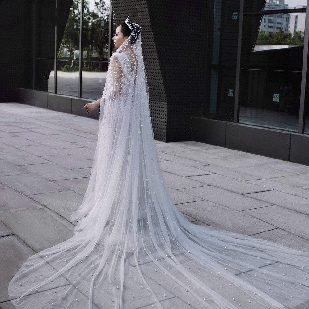 Luxury Heavy Industry Bridal Pearl Veil - globaltradeleader