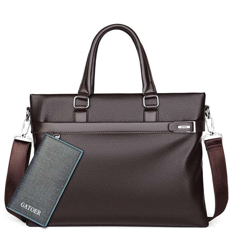 Large Capacity Business Handbag Men's Soft Leather Briefcase