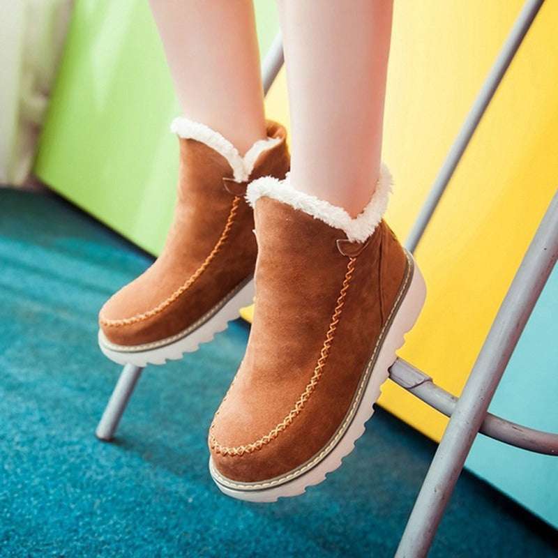 Flats Shoes Women Winter Snow Boots Warm Plush Ankle Booots - globaltradeleader