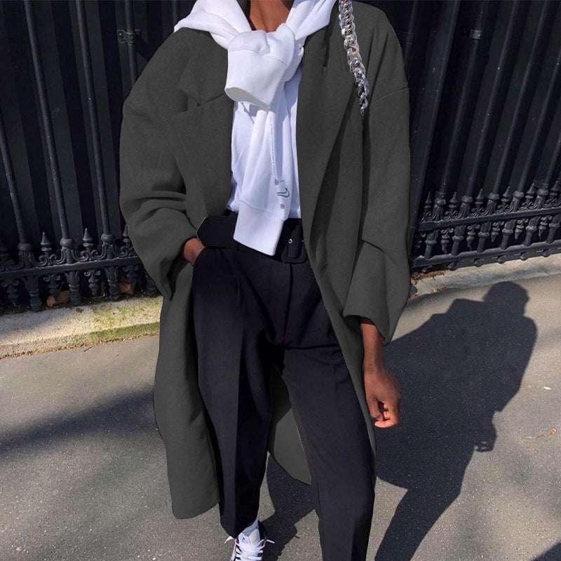 Women's Long Sleeve Fashion Long Trench Coat - globaltradeleader