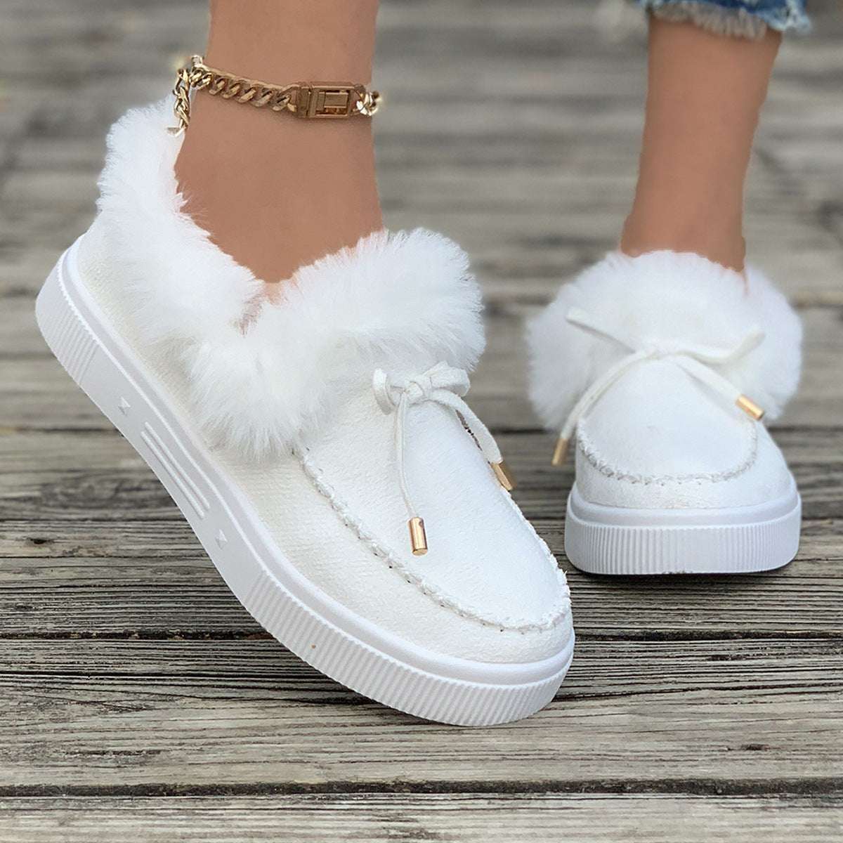 Winter Round Head Thick Bottom Velvet Warm Cotton Shoes Women - globaltradeleader