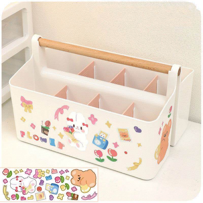 Children's Large Capacity Portable Compartment Pencil Holder Stationery Storage Box