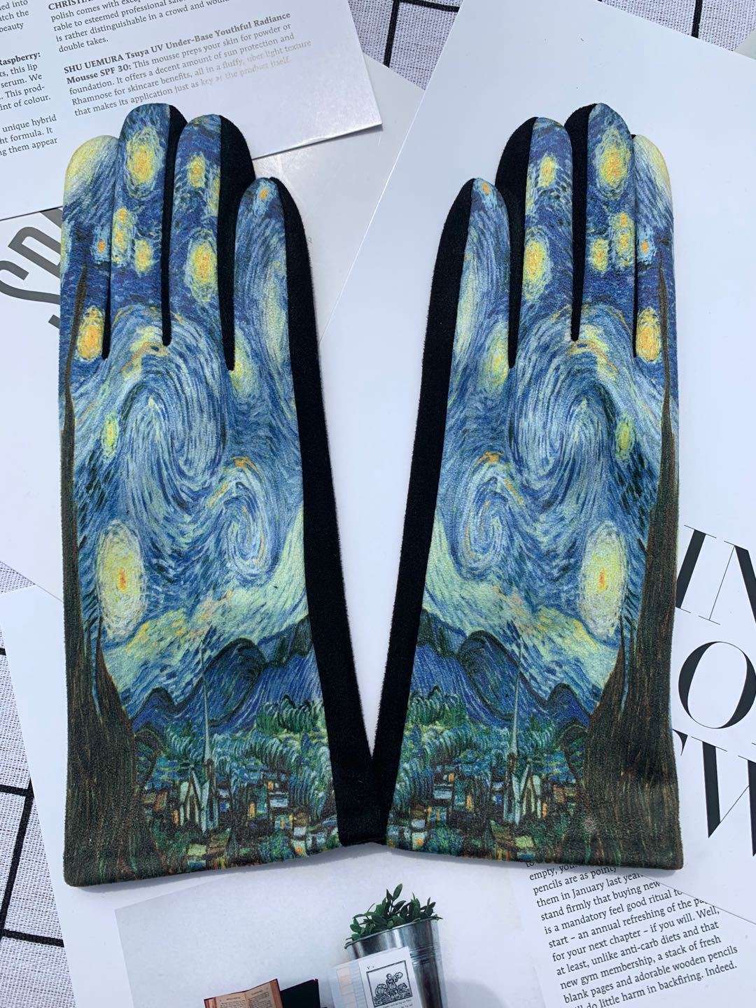 Autumn And Winter Fashion Trends Oil Painting Gloves AB Suede - globaltradeleader