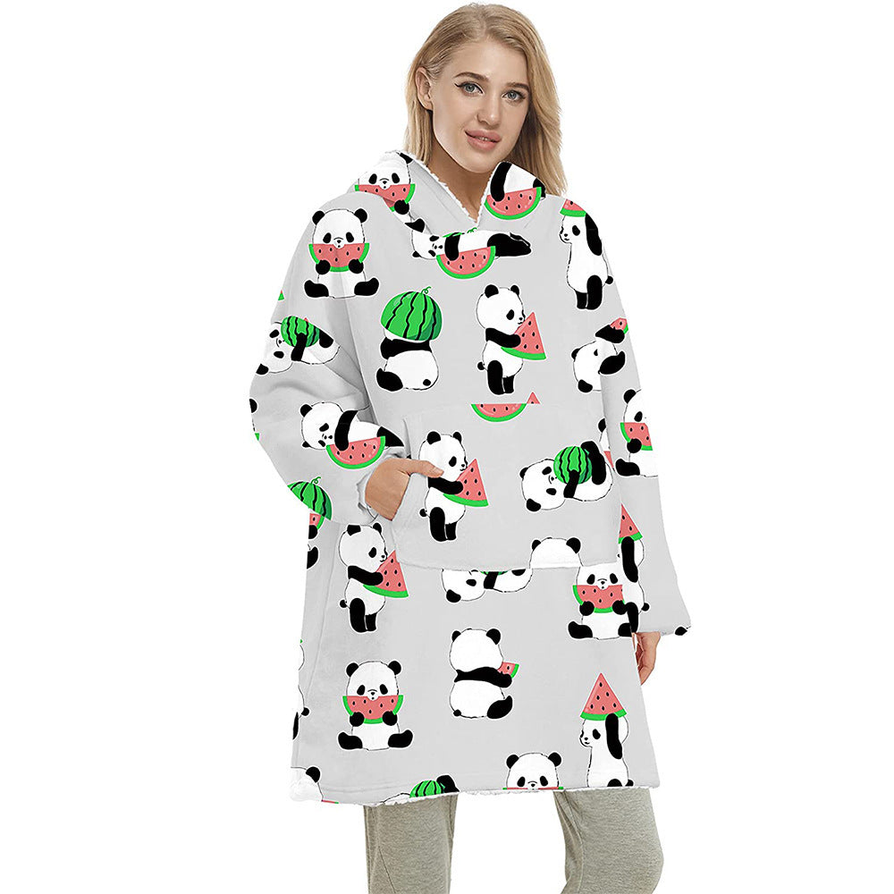 Cartoon Fruit Printed Lazy Blanket Hooded - globaltradeleader