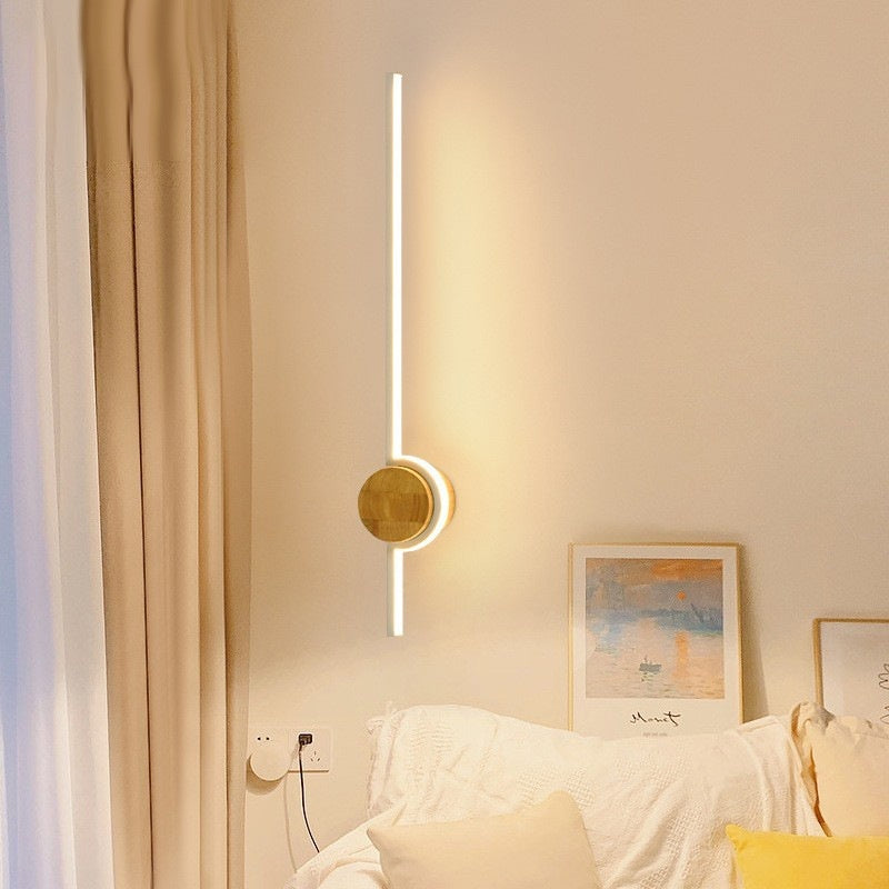 Rubber Wood Strip Wall Bedroom Bedside Lamp - globaltradeleader