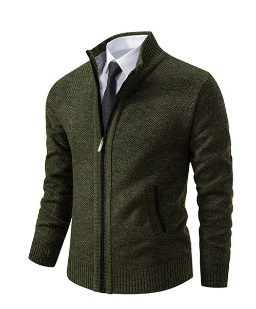 Men's Solid Color Stand Collar Cardigan Sweaters Coat - globaltradeleader