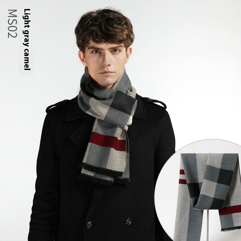 Simple Plaid Warm Keeping Artificial Cashmere Scarf - globaltradeleader