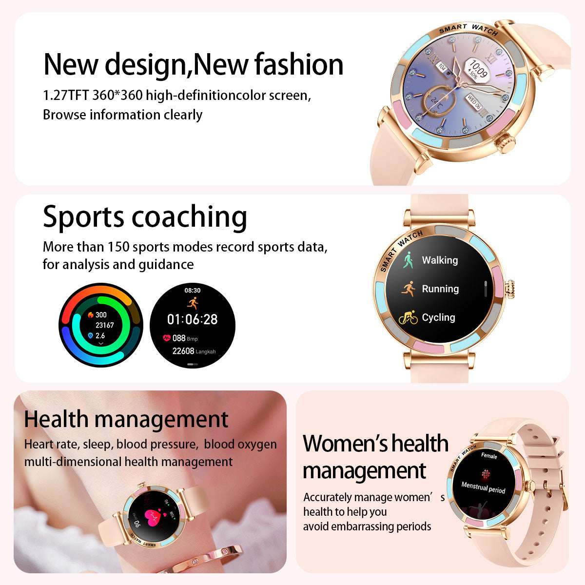 H20 Smart Watch Women's HD Bluetooth Calling