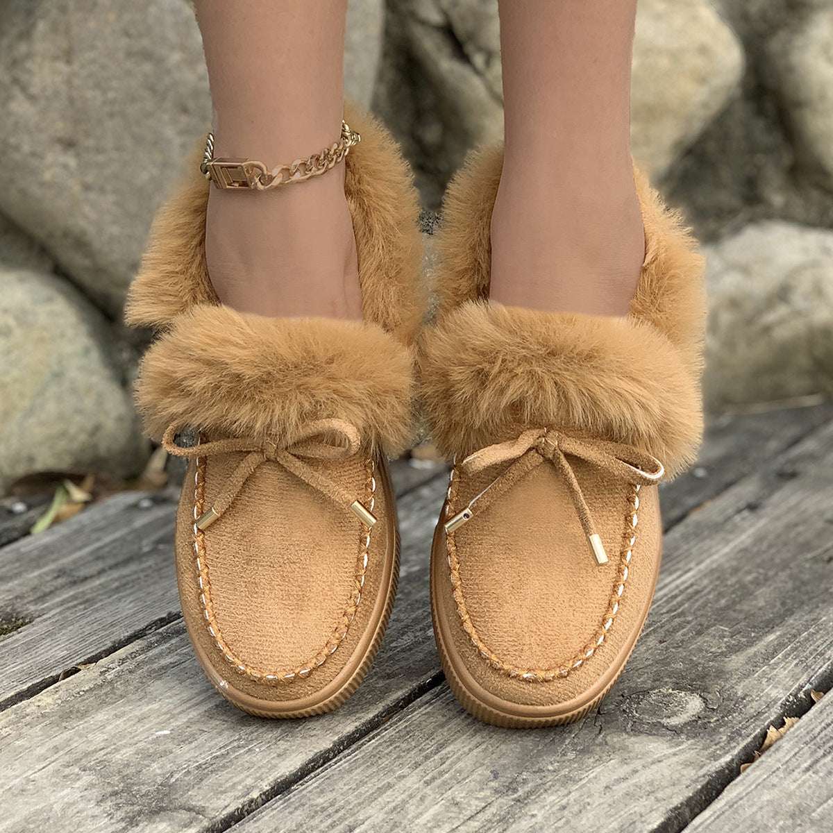 Winter Round Head Thick Bottom Velvet Warm Cotton Shoes Women - globaltradeleader