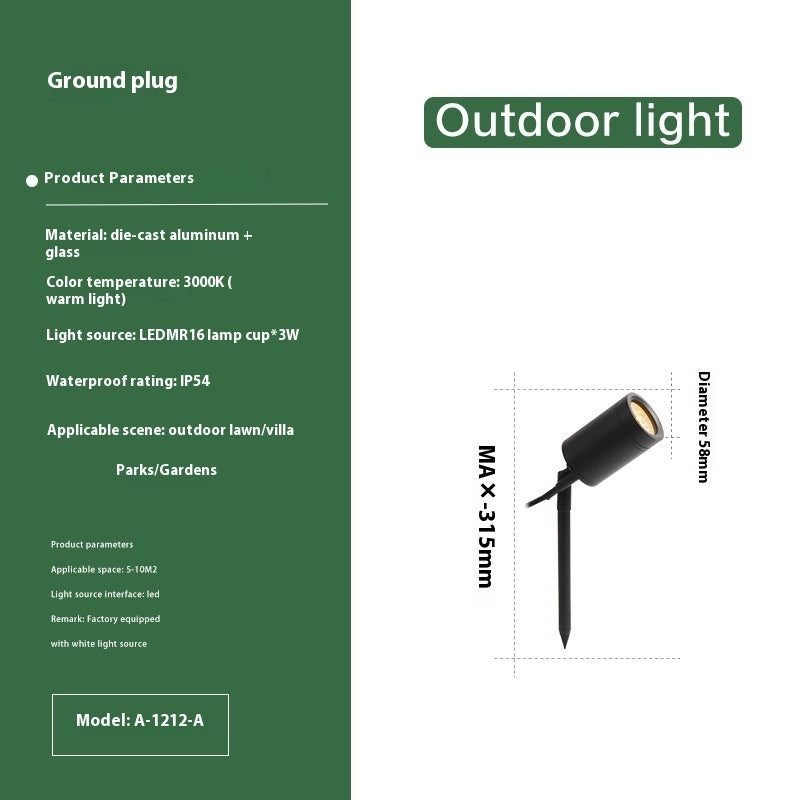 Outdoor Aluminum Ground Lamp Led Courtyard Lawn Lamp - globaltradeleader