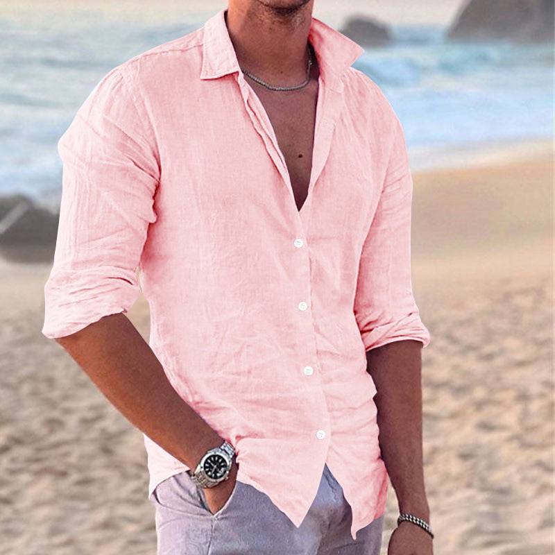 Men's Casual Fashion Cotton And Linen Slim-fit Shirt - globaltradeleader