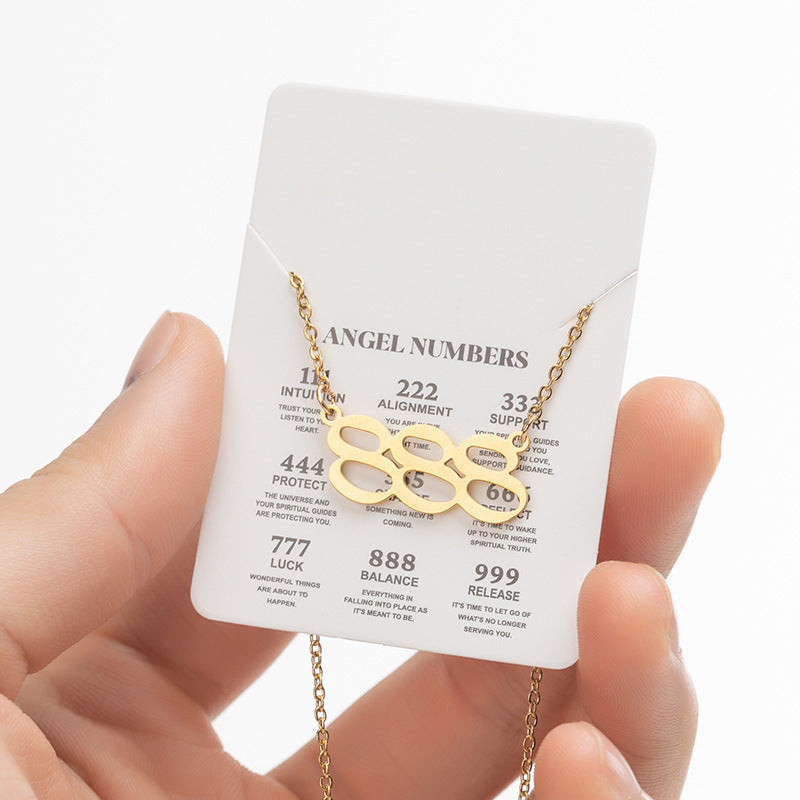 2025 Women's New Angel Lucky Digital Pendant Necklace Fashion 000-999 Stainless Steel Vintage Necklace - globaltradeleader