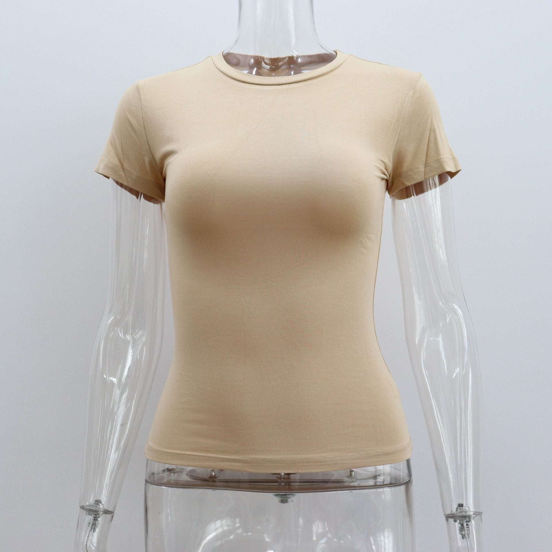 Basic Style Round Neck Short Sleeve Women's Tight Sexy - globaltradeleader