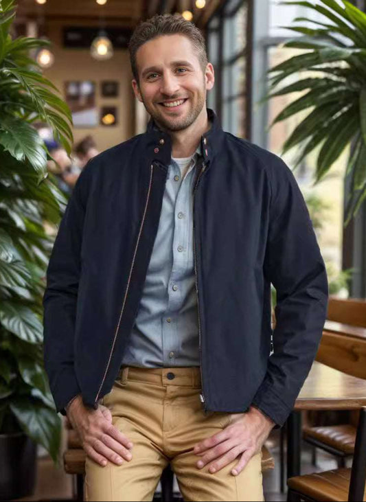 Stand Collar Zipper Solid Color Jacket Coat - globaltradeleader