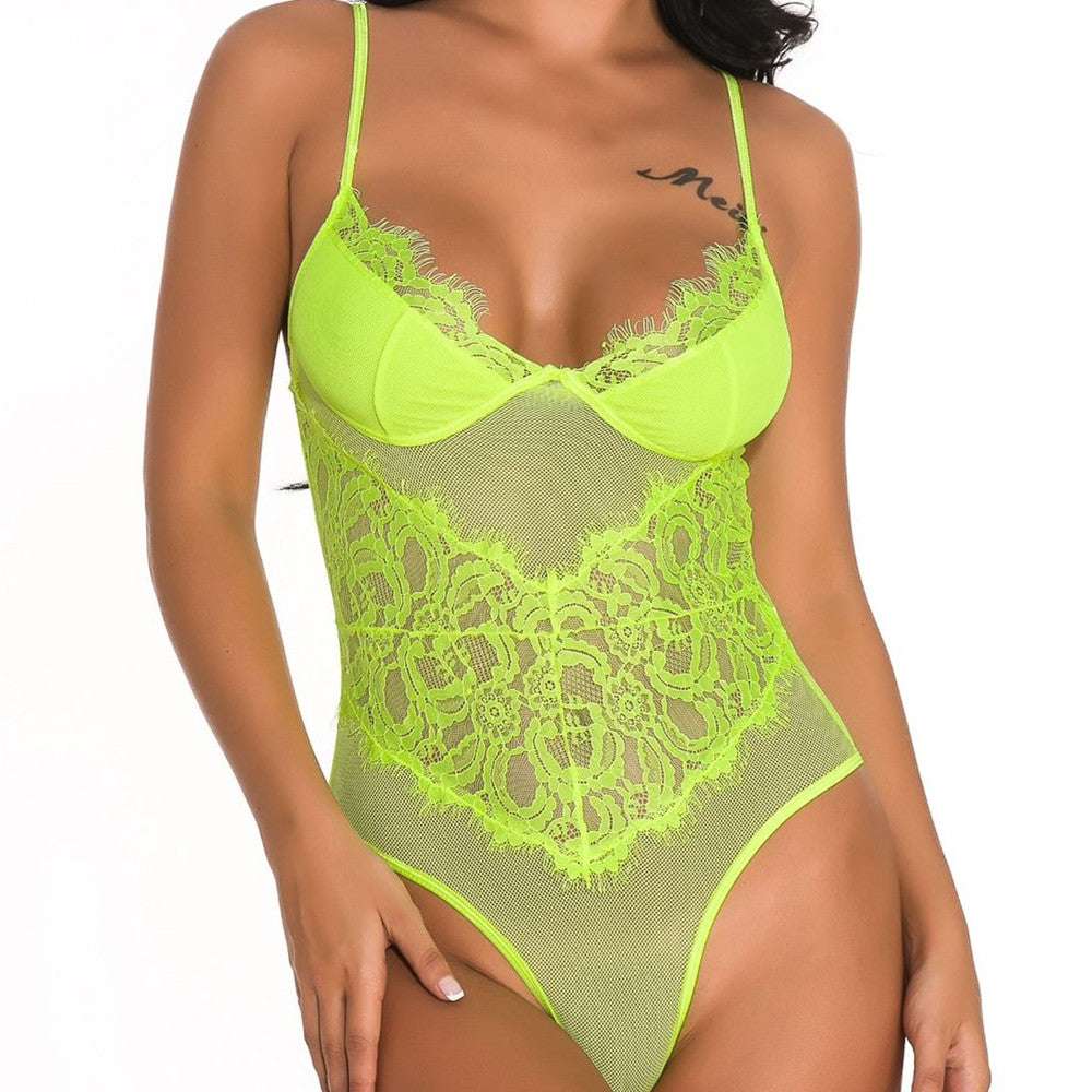 Women's Mesh Lace Sling Bodysuit