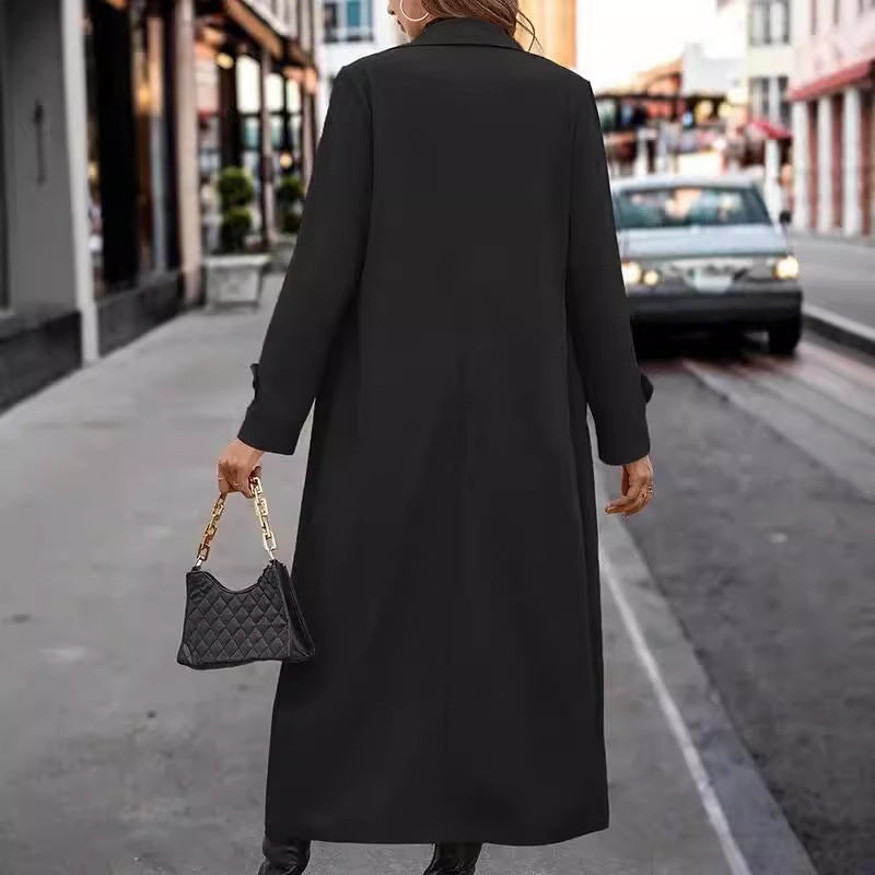 Fashion Casual Gentle Button Long Trench Coat For Women - globaltradeleader