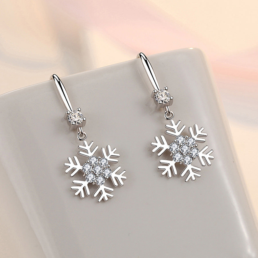 Temperament Snowflake Earrings With Rhinestones Fashion Personalized Christmas Earrings For Women Jewelry - globaltradeleader