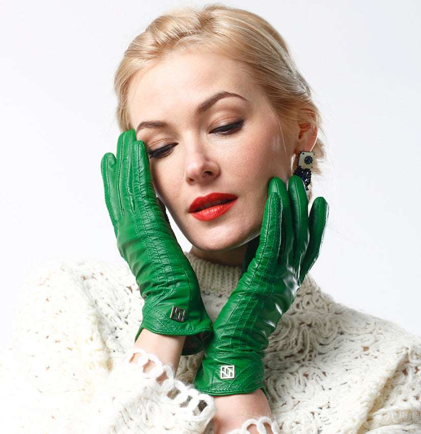 Women's Fashion Winter Warm Gloves Real Lamb Leather Handmade Curve Sheepskin Gloves - globaltradeleader