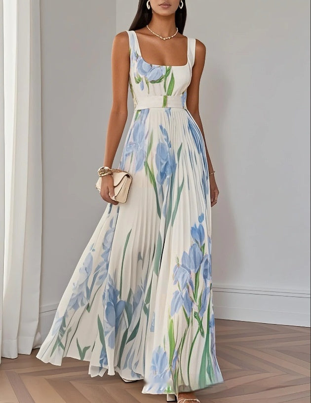 European And American Pleated Printing Dress - globaltradeleader
