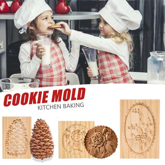 Wooden Gingerbread Cookie Mold Pine Nuts Rose Flower Cookie Mold Wooden Rose Flower Christmas Kitchen Tools