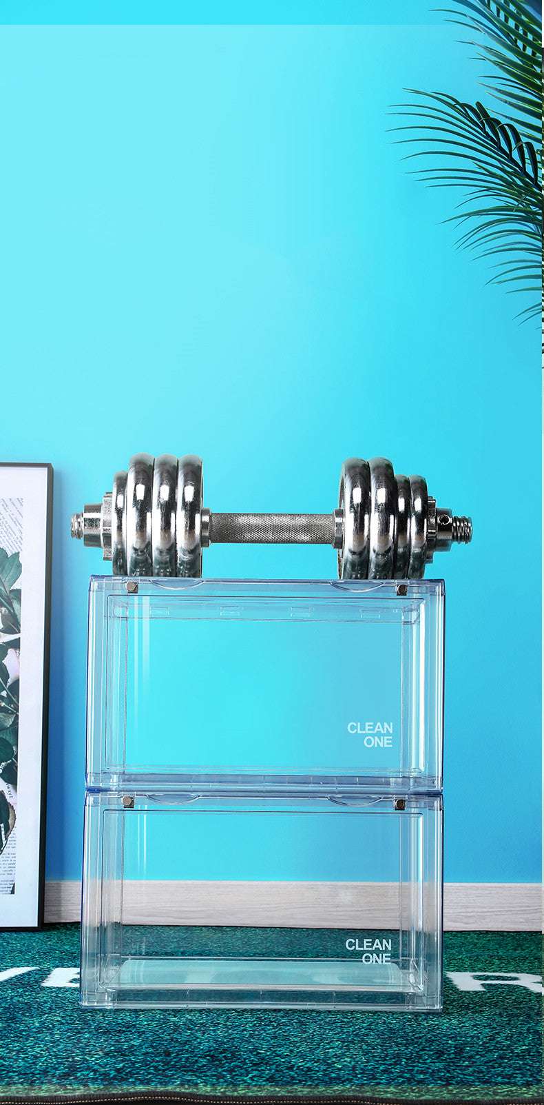 Transparent Basketball Shoe Storage Box Net Dust-proof Side Opening