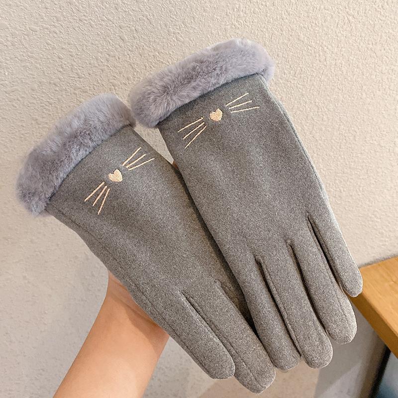 Fleece Lined Padded Warm Keeping Cute Suede Riding Gloves - globaltradeleader