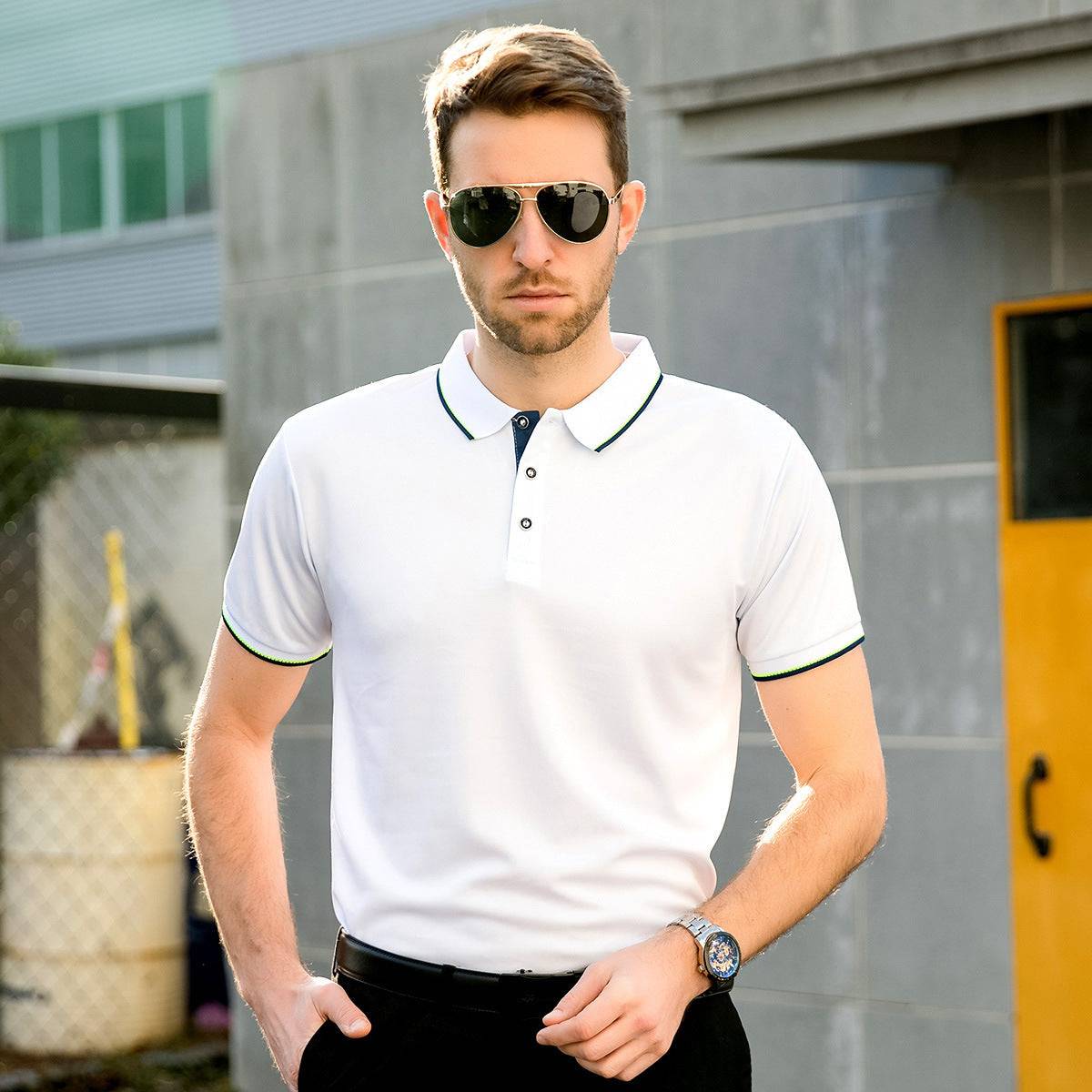 Polo Shirt Men's Thin Lapels Short Sleeve Shirt T-shirt - globaltradeleader