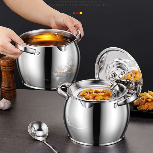 Household High Temperature Resistant Large Capacity Stainless Steel Lard Jar - globaltradeleader