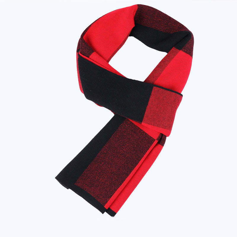 Men's Fashion Casual Plaid Warm Wool Scarf