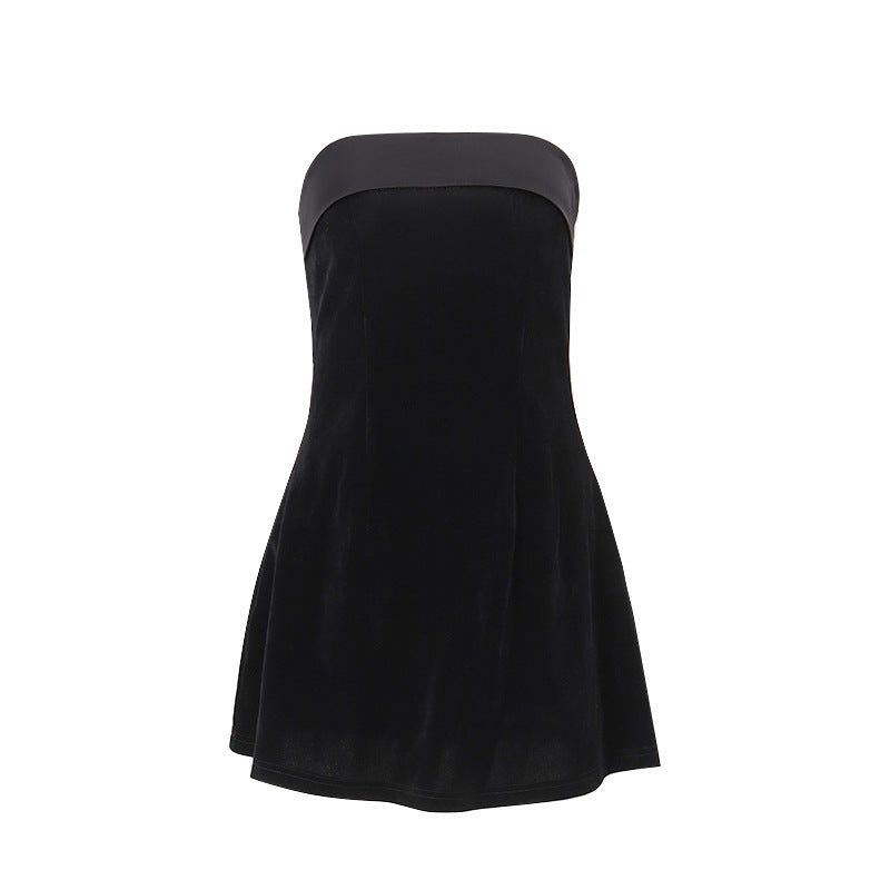 Ins Slim Tube-top Dress Fashion Zipper A-line Short Dresses Party Evening Clothing For Women - globaltradeleader