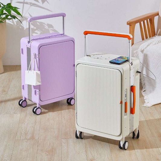 Multifunctional USB Charging Trolley Case Front Fastening Wide Trolley Universal Wheel 20-inch Boarding - globaltradeleader