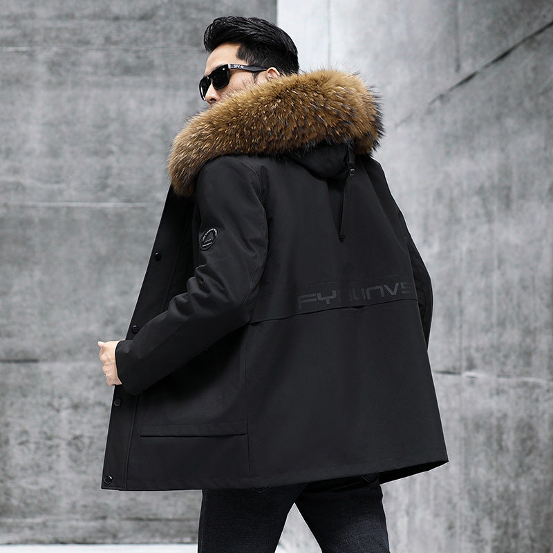 Fox Inner Pot Raccoon Hair Collar Fur Coat - globaltradeleader