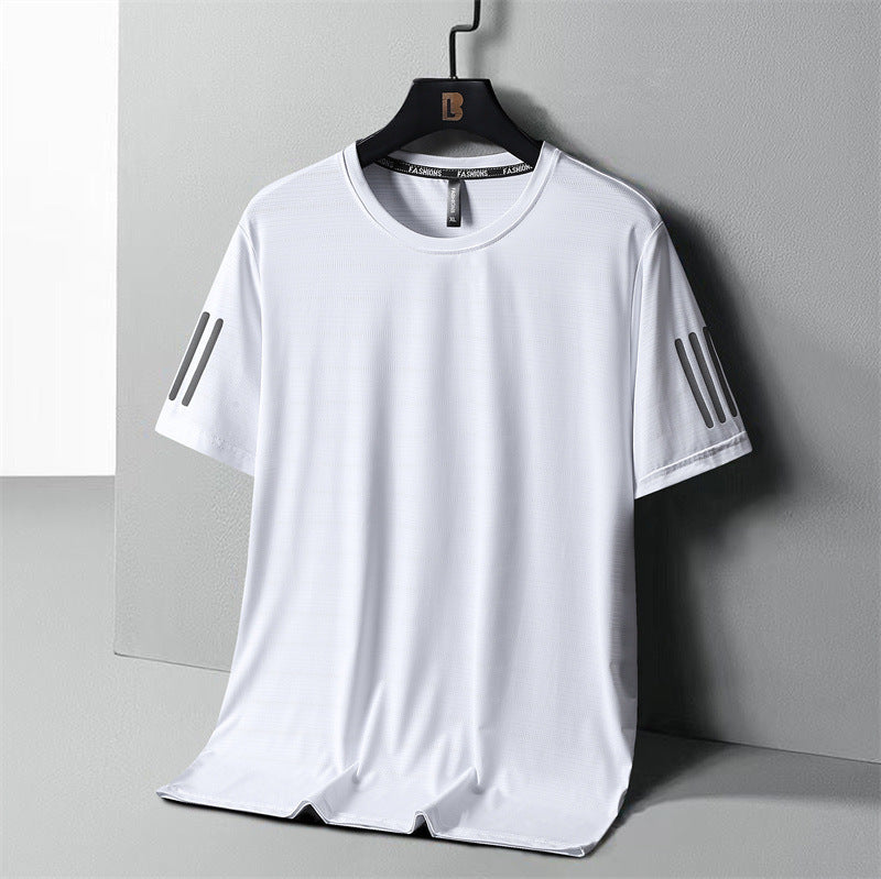 Large Size Ice Silk Short Sleeve T-shirt Quick Drying Clothes Summer Thin - globaltradeleader