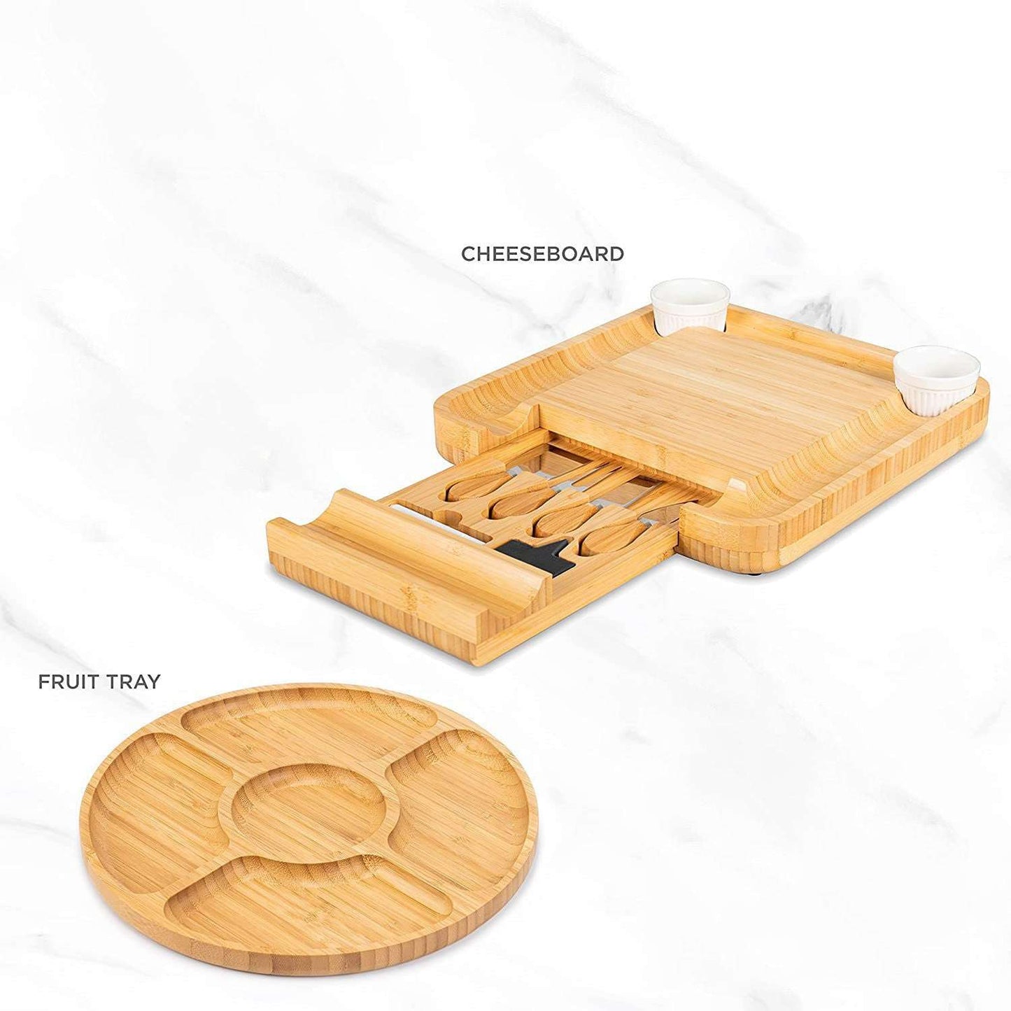 Bamboo Cheese Board Four-piece Set Of Stainless Steel Knives - globaltradeleader