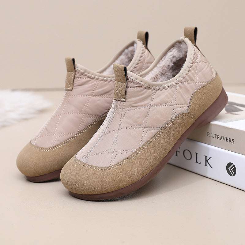 Winter Cloth Shoes For Women Plus Velvet Soft Bottom One Pedal Cotton Shoes Warm Flat Bottom Gommino - globaltradeleader