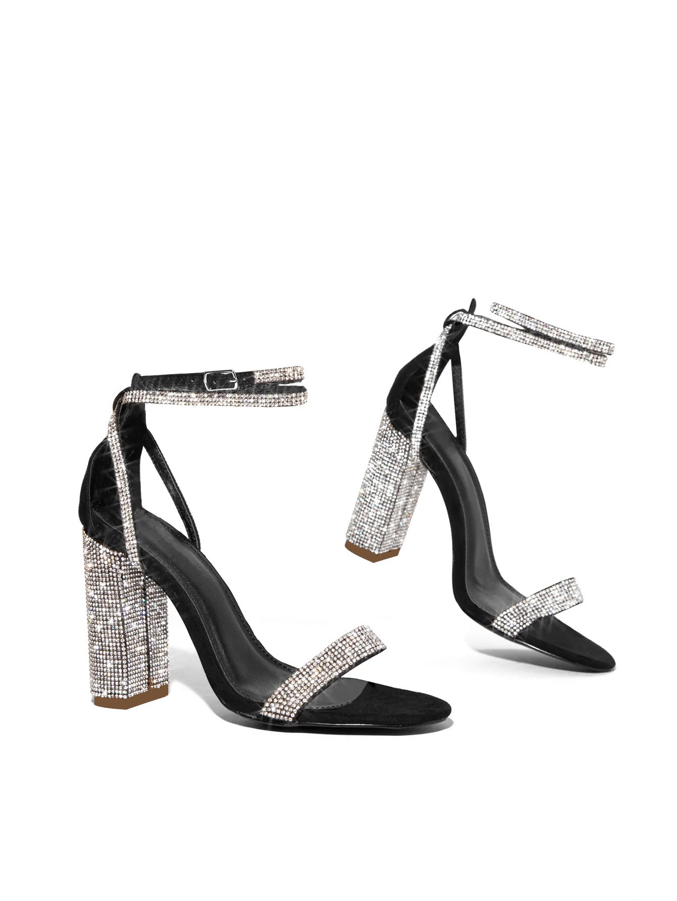 Rhinestone Buckle High Heel Sandals - globaltradeleader