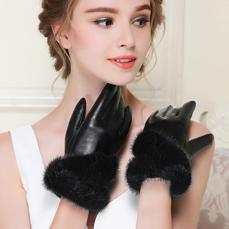 Women's Touch Screen Sheepskin Gloves In Winter - globaltradeleader