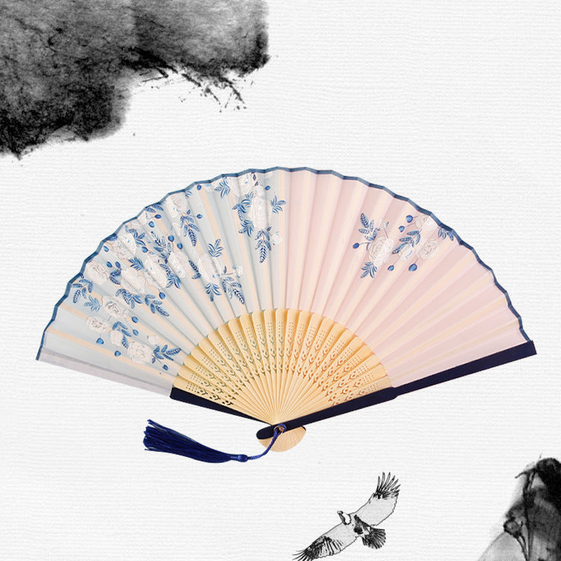 Folding Fan Bamboo Ancient Style Han Chinese Clothing Chinese Style Small Fan