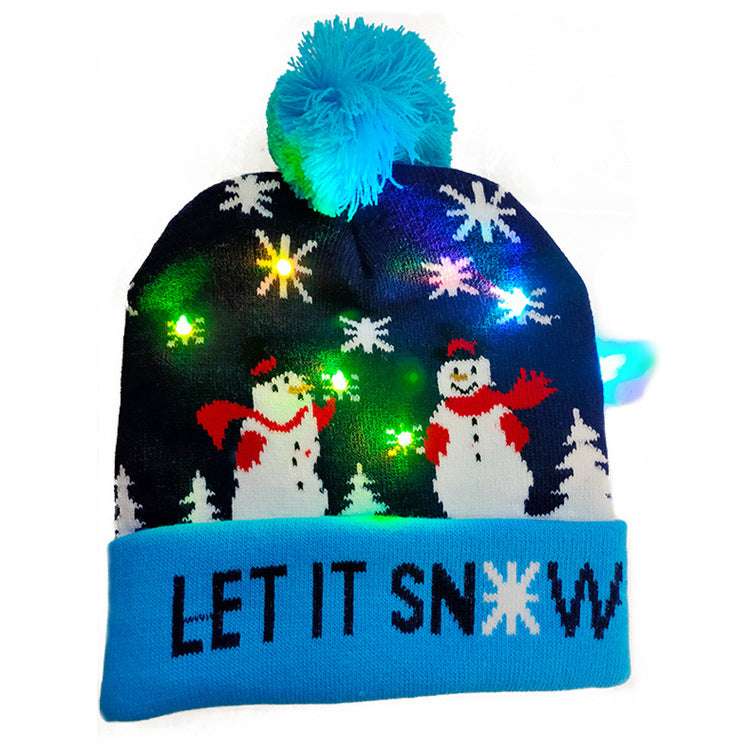 LED Christmas Hat Sweater Knitted Beanie Christmas Light Up Knitted Hat Christmas Gift Adult Kids Xmas 2022 New Year Decorations
