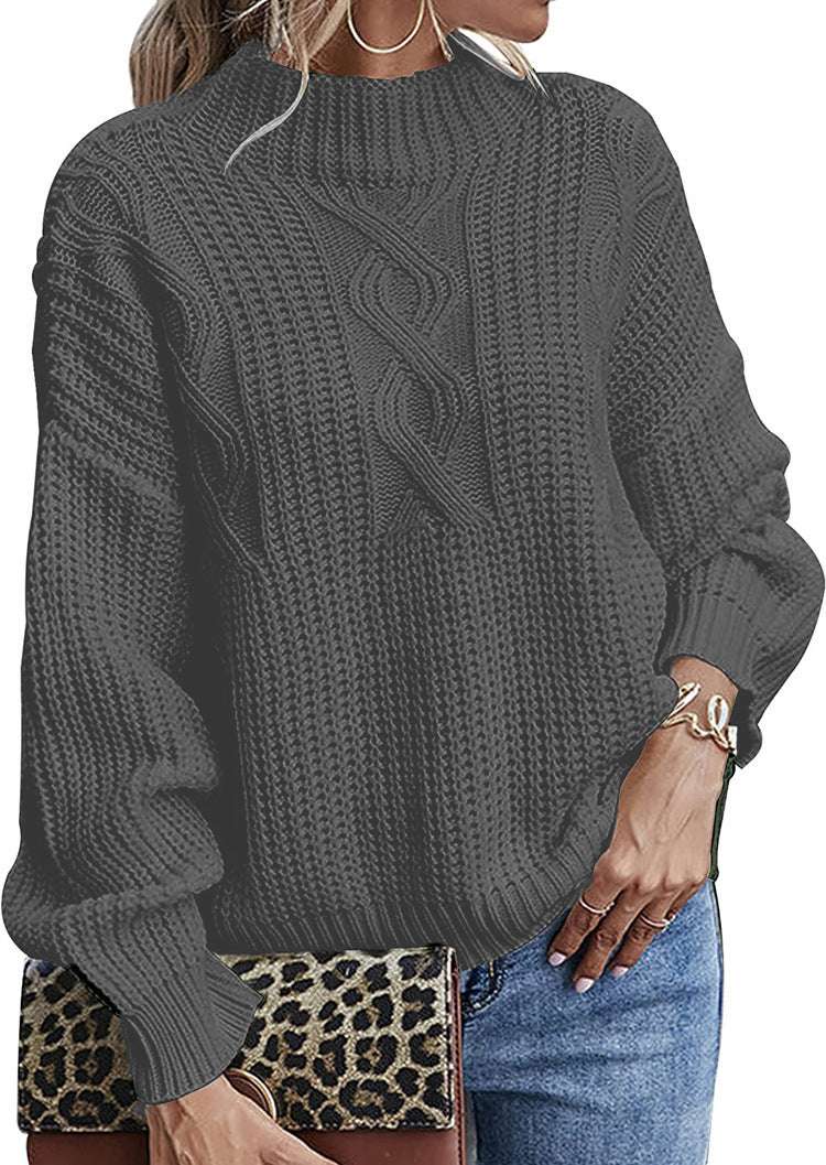 Long Sleeve Mid Collar Slim Bottoming Shirt Round Neck Pullover Sweater - globaltradeleader