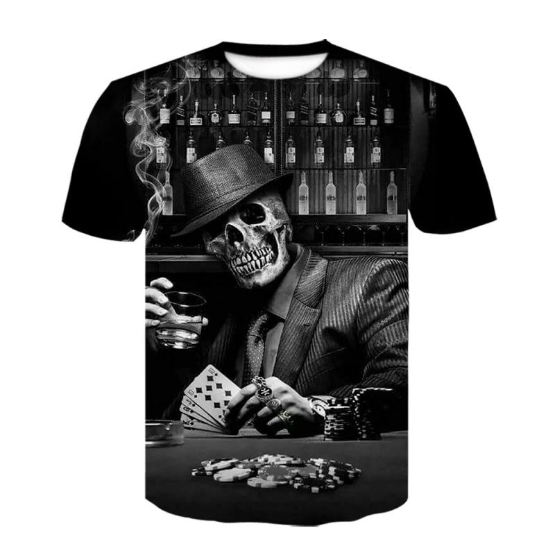 Hip Hop Skull Pattern 3D Printed Short Sleeve Men