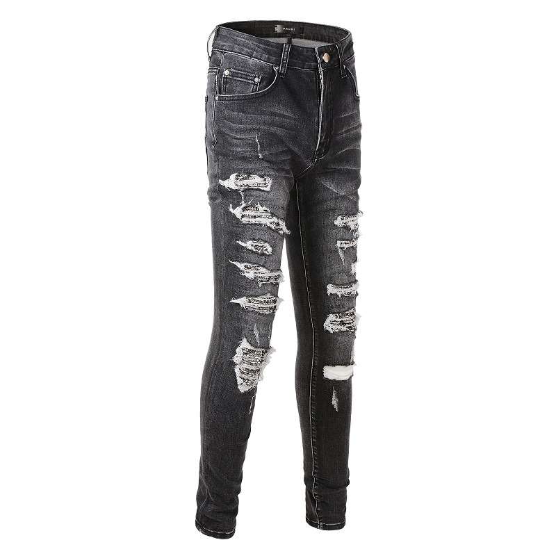 High Street Denim Men's Patch Slim Fit Slim Feet Pants