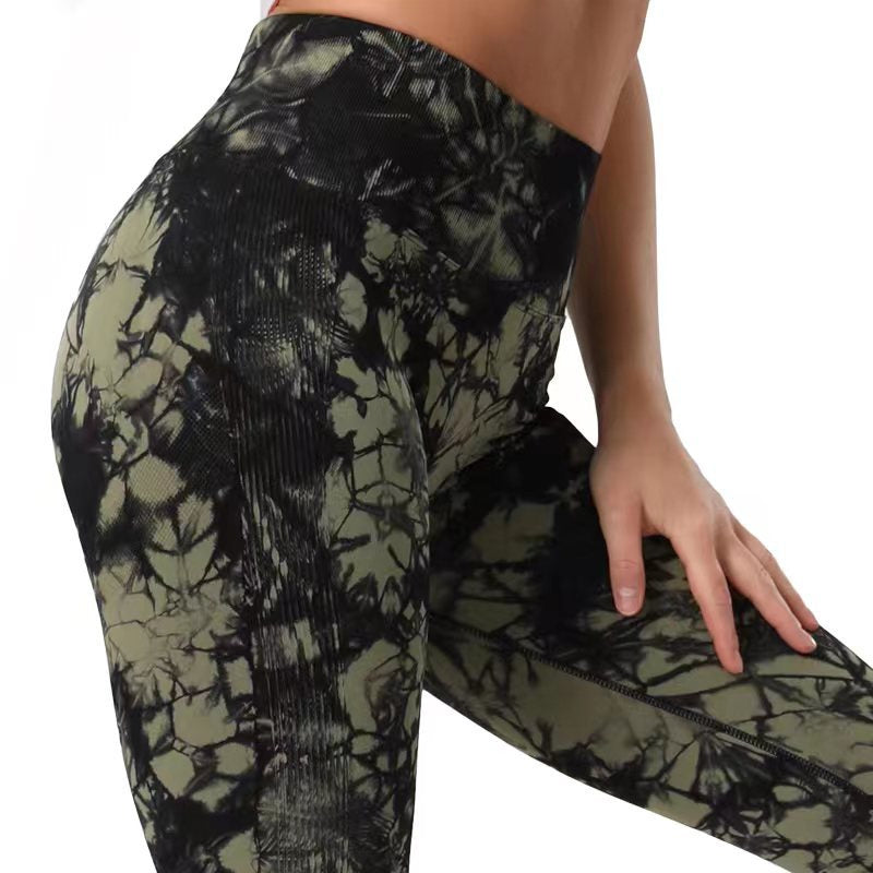 Fashion Tie Dye Printed Leggings High Waist Hip Lifting Tight Fitness Sports Yoga Pants For Women - globaltradeleader