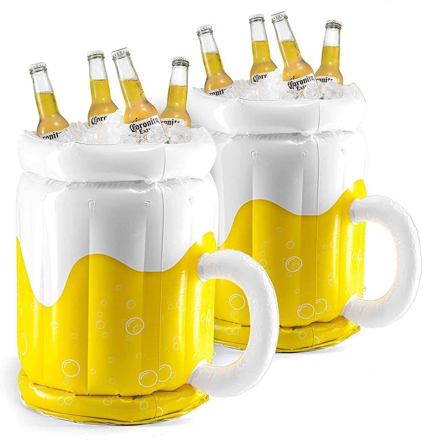 Large Inflatable Beer Mug Drink Cooler For Adults Parties 2 In1 Drink Floatie And Party Supplies Great Toy For Beach Pool And Jacuzzi